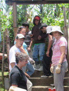 Antonio helping volunteers with a project at San Gaspar