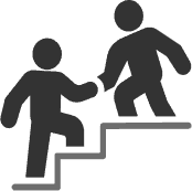 Students climbing stairs at Colegio Horizontes, part of Limitless Horizons Ixil program.