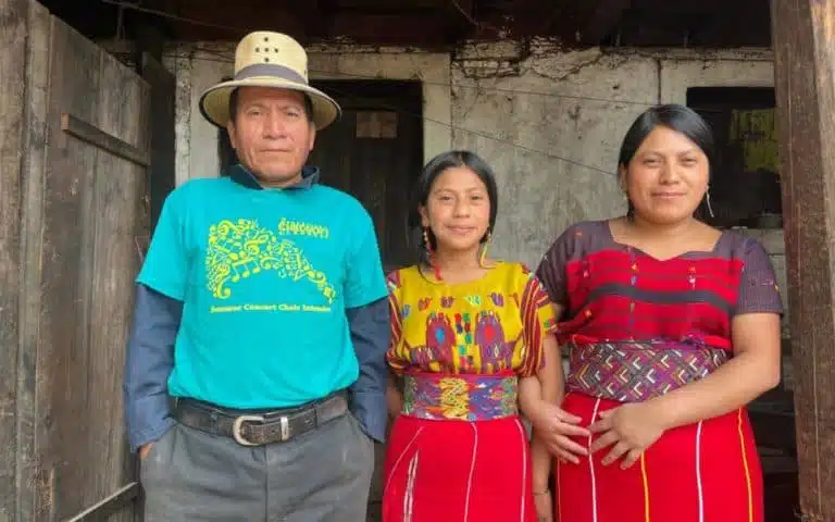 Adriana with mentors in traditional Ixil clothing at Colegio Horizontes.