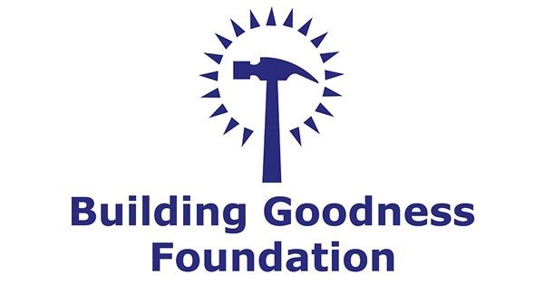 Building Goodness Foundation logo with hammer icon and sunburst design.